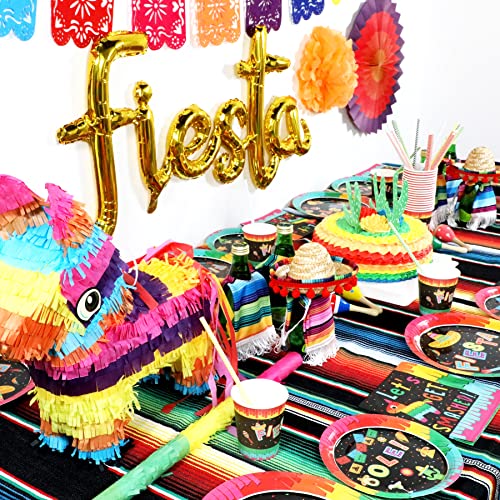 Fiesta Plates And Napkins Set Party Supplies, Disposable Mexican Party Paper Tableware For 24 Guests, 120 Pcs Include 9” And 7” Plates, Napkins, Cups, And Straws For Cinco De Mayo Decorations #TOP2