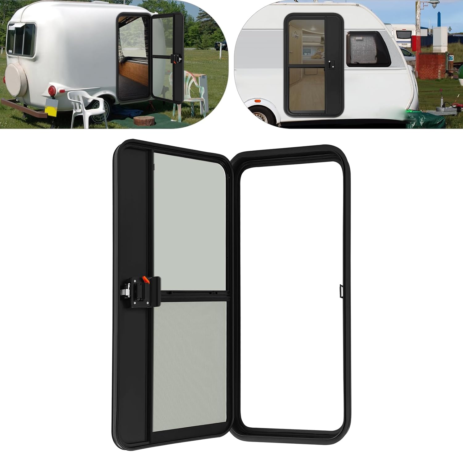 RV Entry Door, 23" W × 44" H RV Camper Teardrop Trailer Door, Left Driver Side Trailer Entry Door, RV Camper Entry Doors for 18-20mm Wall Thickness