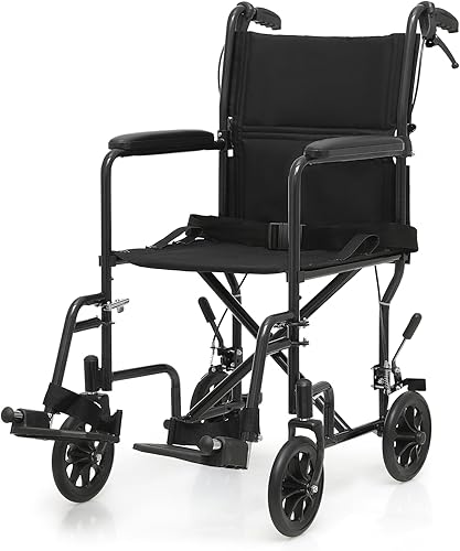 Miniatura 12 de Magshion Silla de ruedas de transporte plegable para adultos de 250 libras, silla de transporte ligera para personas mayores, silla de ruedas