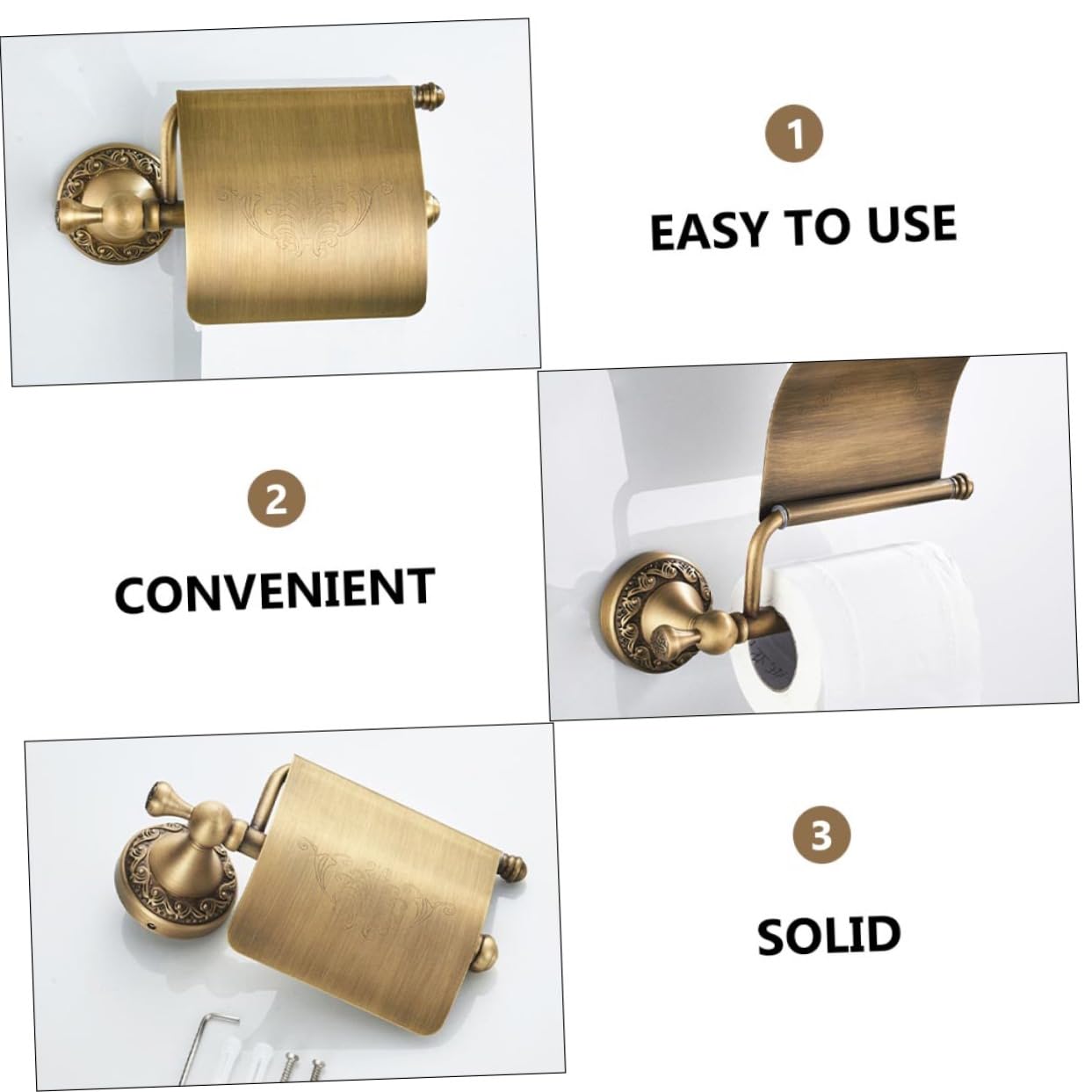 Portarrollos de Papel Higiénico de Cobre Dorado Instalación Perforada y Diseño Simple para Baño en Hoteles y Hogares