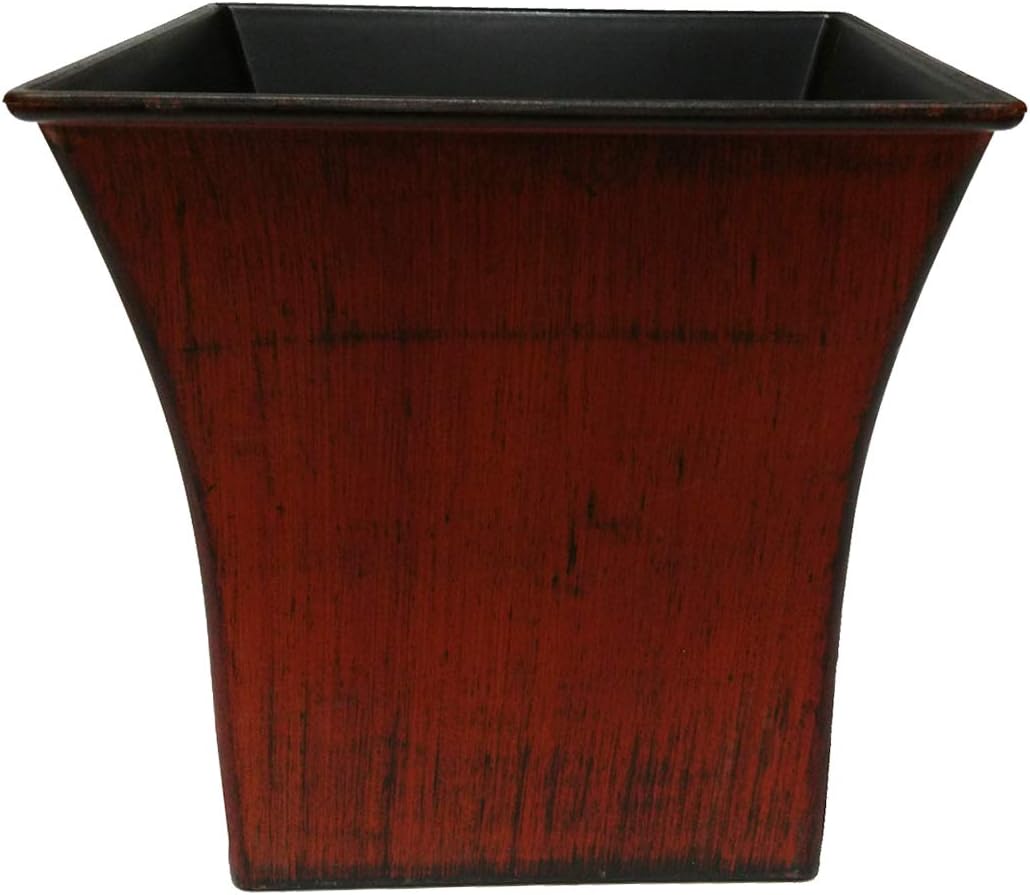 Admired by Nature Hand Painted Red and Black 7" H Square Plastic Pot - for Home Decor, Plant Organization, Planters, Succulents, Gardens, Storage - Red & Black