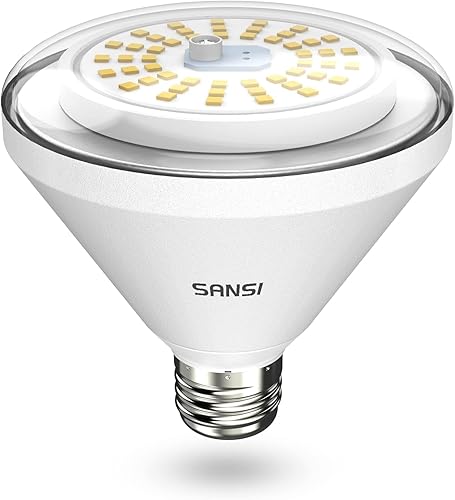 SANSI Bombilla de cultivo LED equivalente a 200W, BR30 24W de espectro completo con ángulo de haz amplio de 120, 4000K luz blanca diurna IP54 luces
