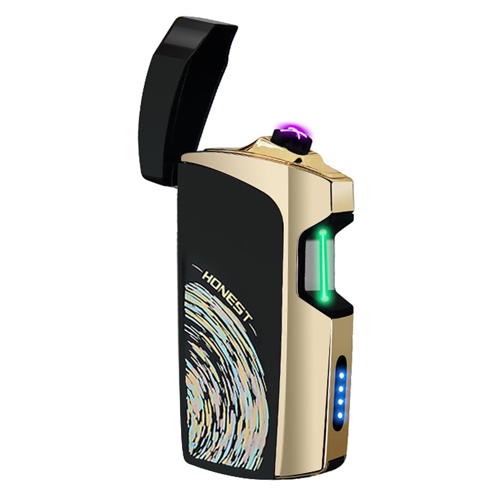 Electric Lighters - Infrared Sensor Plasma, Windproof Dual Arc, Rechargeable USB Lighter with LED Battery Indicator (Black Meteor)