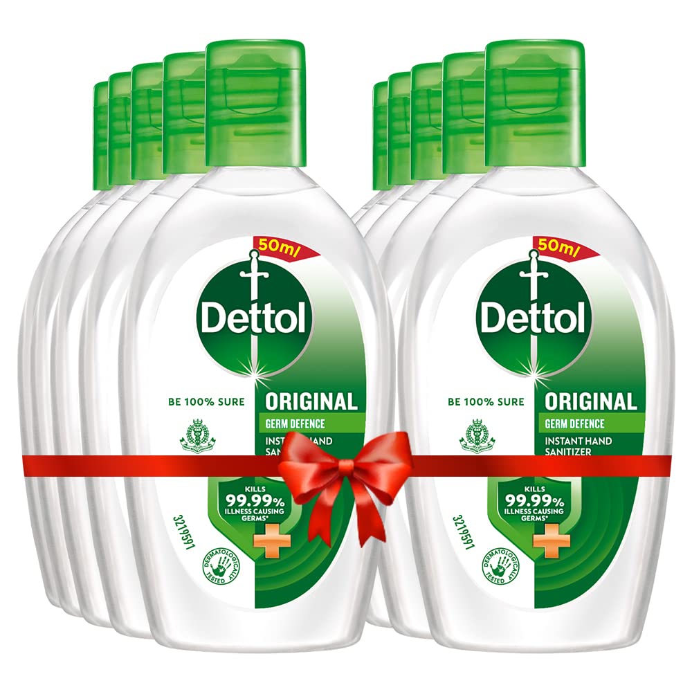 Dettol Original Germ Protection Alcohol based Hand Sanitizer, 50ml, Pack of 10