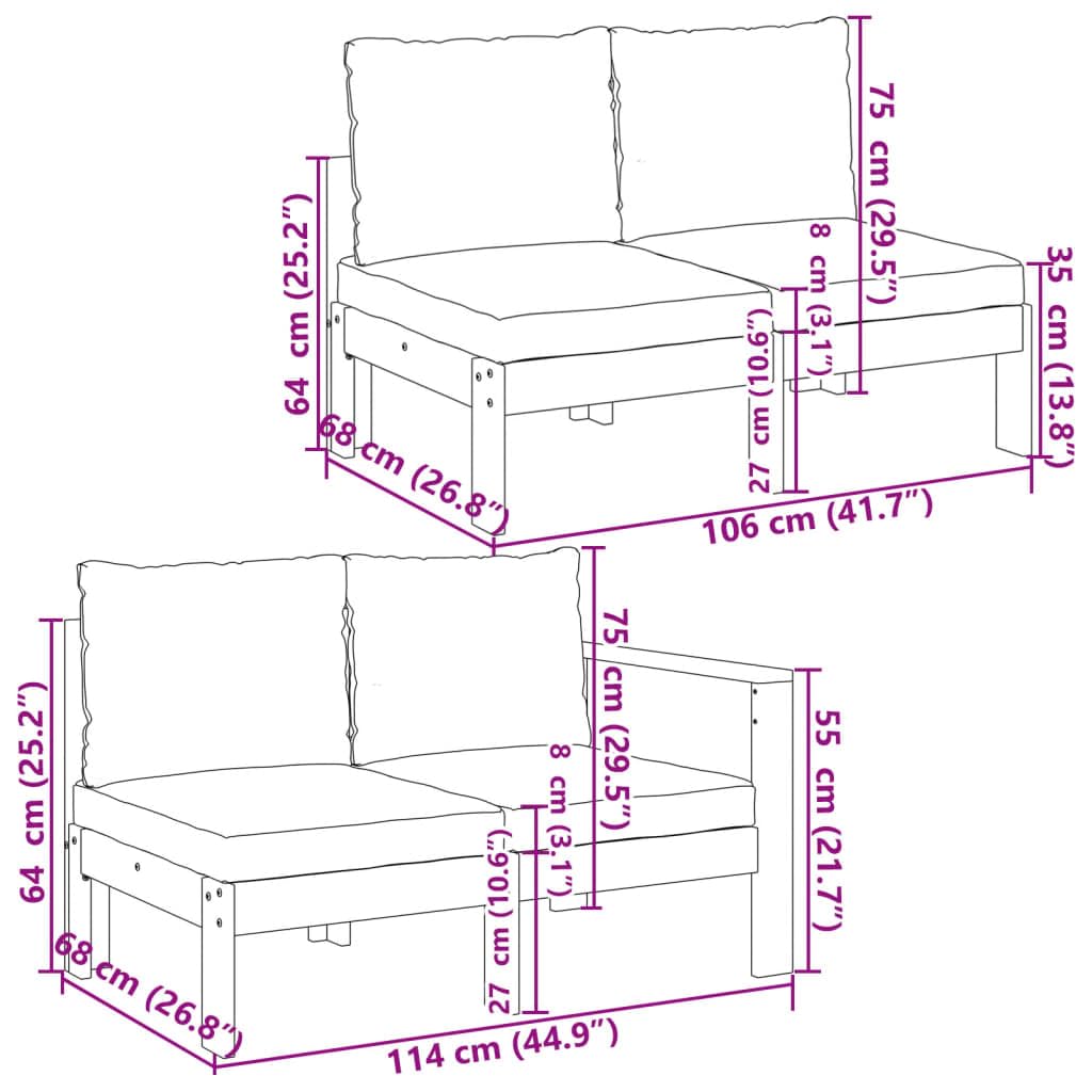 vidaXL Salon de Jardin avec Coussins 6 pcs Bois d'acacia Solide