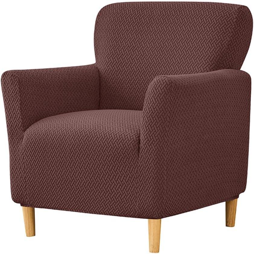 Stretch Armchair Covers Soft Chair Slipcovers with Arms Jacquard Pattern Seat Small Sofa Cover for Living Room Furniture Protector,Coffee