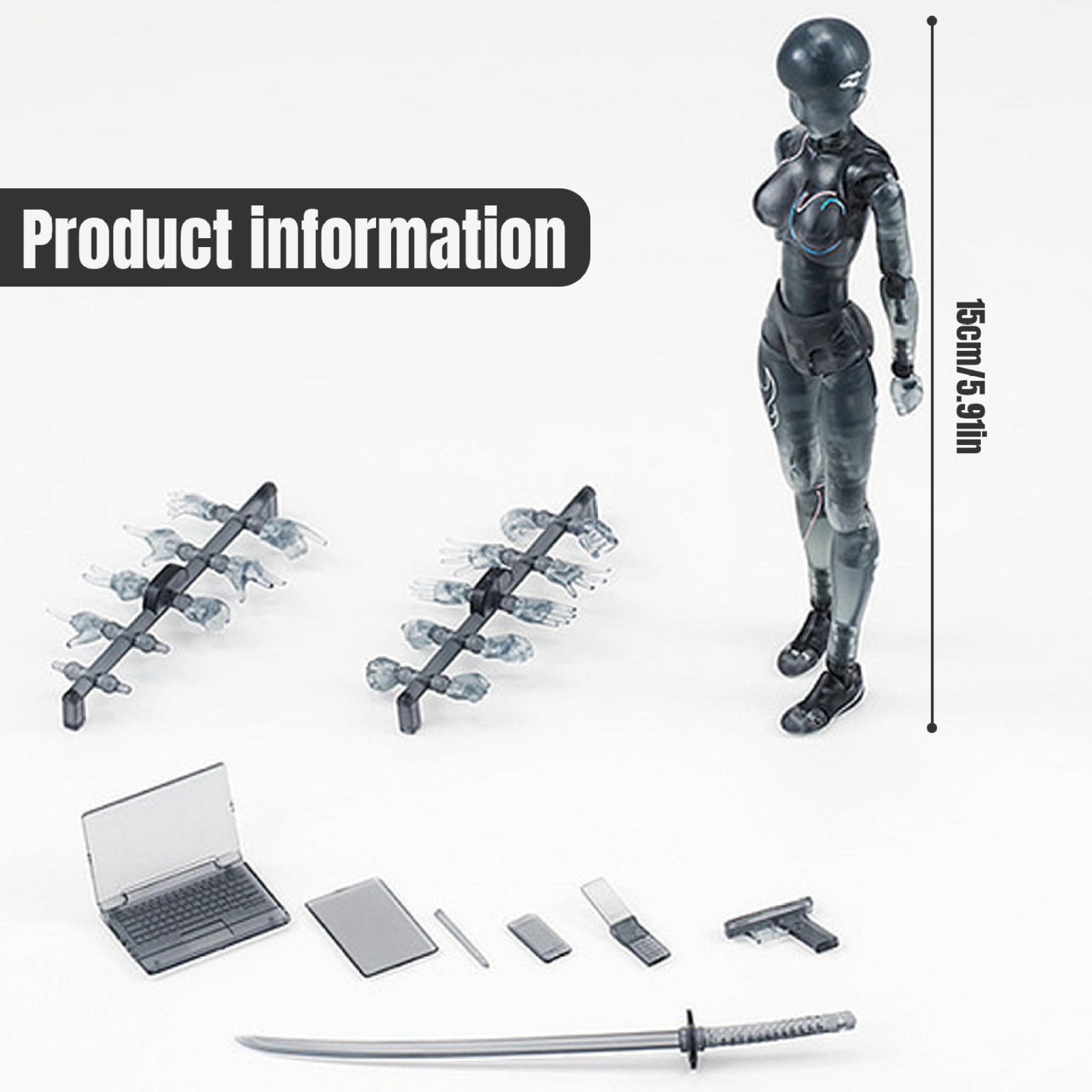 FIGURES D'ACTION 5.91In avec accessoires de bras inclusifs gestes mobiles dessinant le mannequin posable de figure décorative Action Figure Corps Cadeau pour la tablette table (femme)
