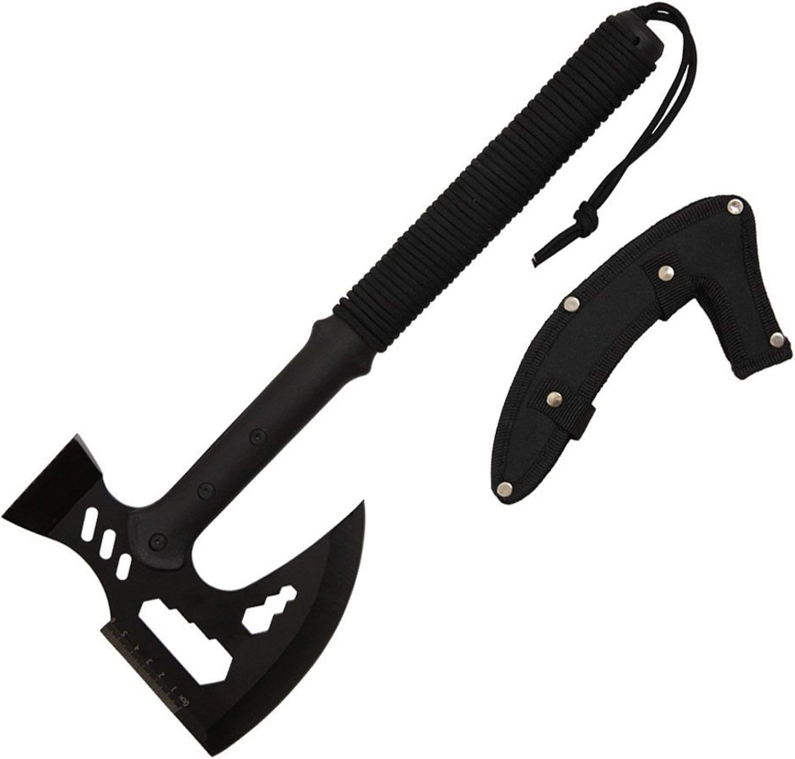 XBK04 Buckshot Tactical Multi Tool Hammer Axe with Paracord Handle, 17", Black
