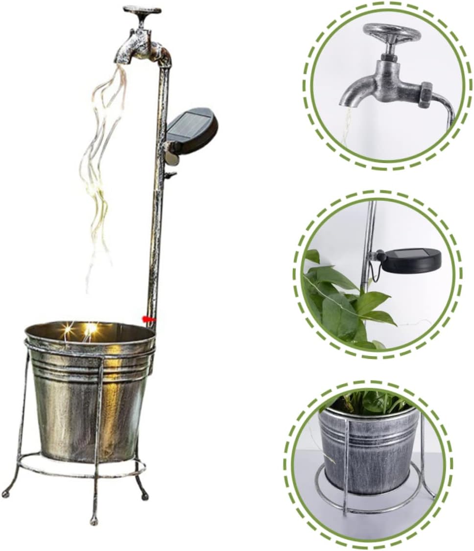 POPETPOP Retro Solar Garden Planter Lights Solar Powered Outdoor Decor for Pathways and Yards Easy Installation Unique Faucet Design for Patio and Garden Lighting