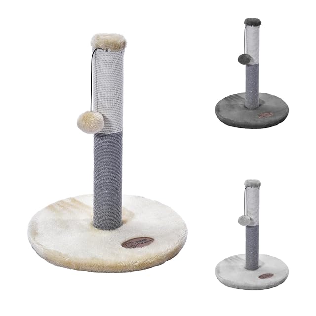 PATAM Poste rascador de sisal con Pelota de Juego, Base Reforzada, fácil Montaje, Altura 37,5 cm, Bola Beige