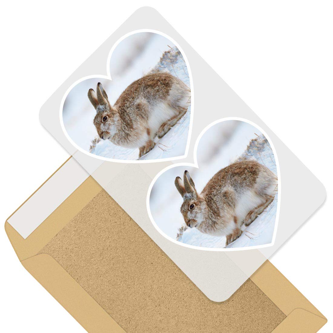 Destination Vinyl Ltd Mountain Hare Cairngorms Scotland Rabbit 45796 2 X Heart Stickers 10 Cm - Mountain Hare Cairngorms Scotland Rabbit Laptop Tablet Luggage Scrapbook #45796