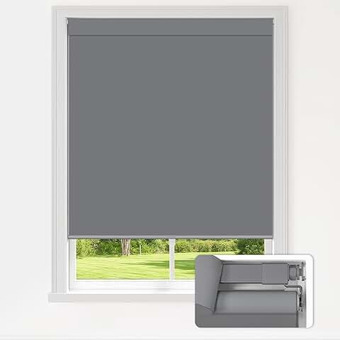 LazBlinds No Drill Blinds for Indoor Windows, Blackout Roller Shades, Cordless Window Blackout Blinds, Ther