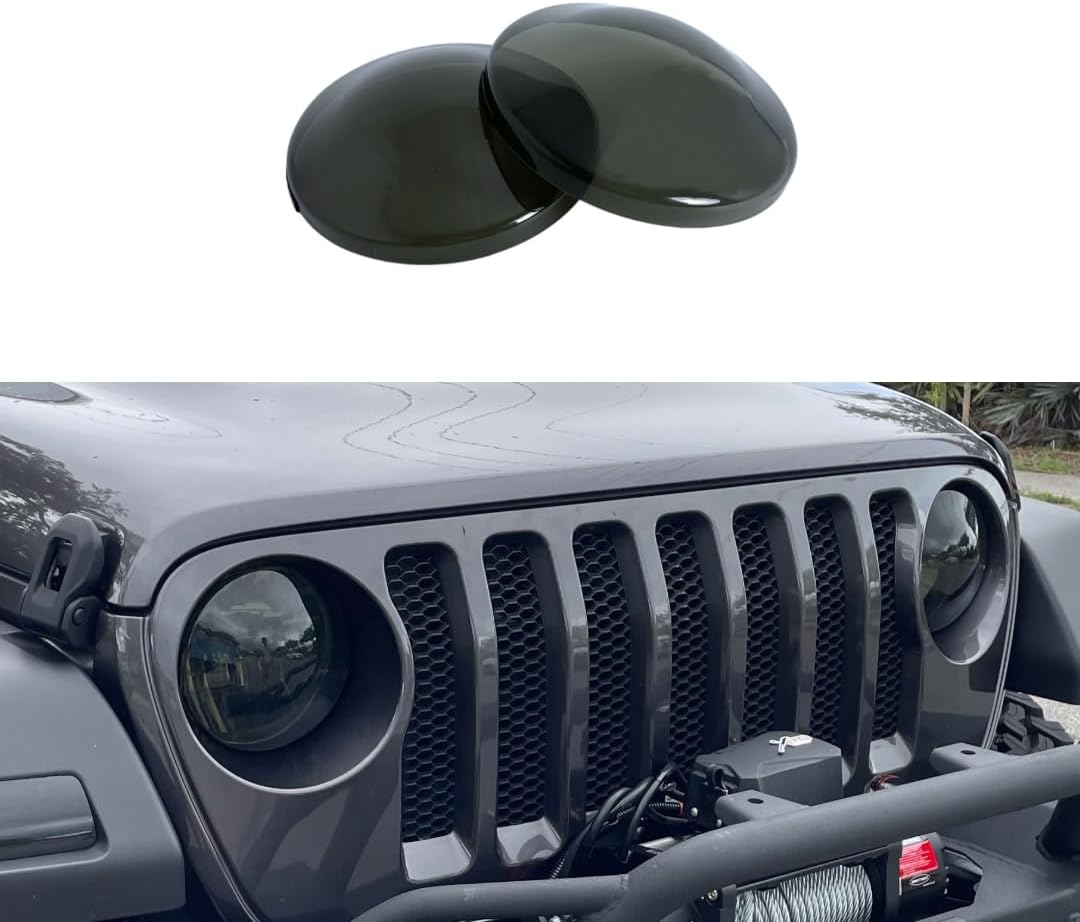 Smoked Acrylic Head Light Covers for Jeep Wrangler JL 2018-2025(Factory Grille Only)