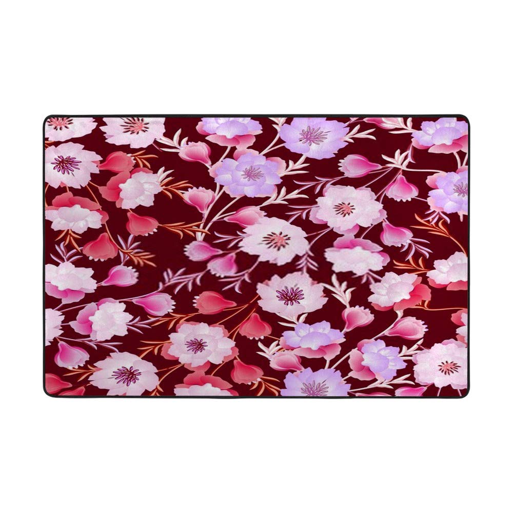 Tapis fleur rouge moderne salon grande taille terrasse 150x100