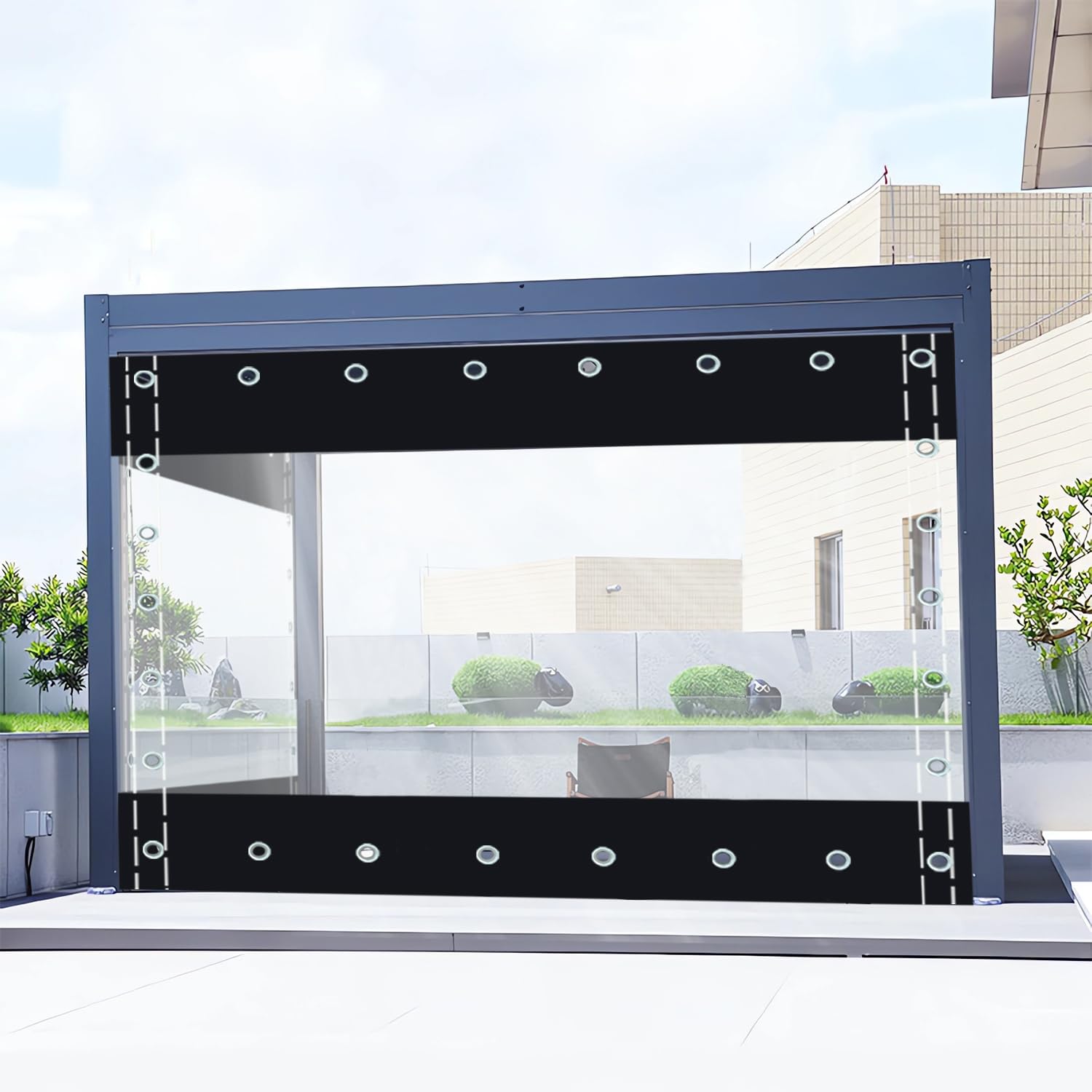 Clear Waterproof Tarpaulin Curtains with Grommets,Heavy Duty Transparent Tarpaulin,Outdoor Side Panels for Pergola/Patio/Porch/Gazebo,(Height x Length)2.4x3.6m/7.87x11.81ft — image 1