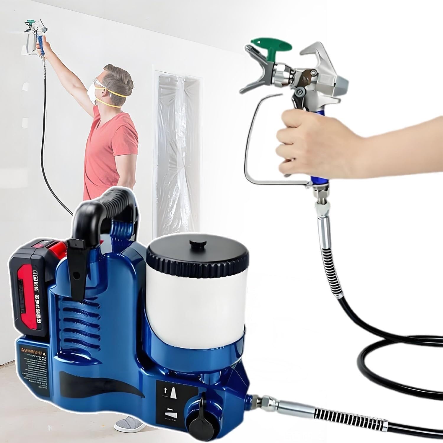 VZXATYOP Cordless Airless Sprayer 750W, 12.5Mpa 2L/min For Walls