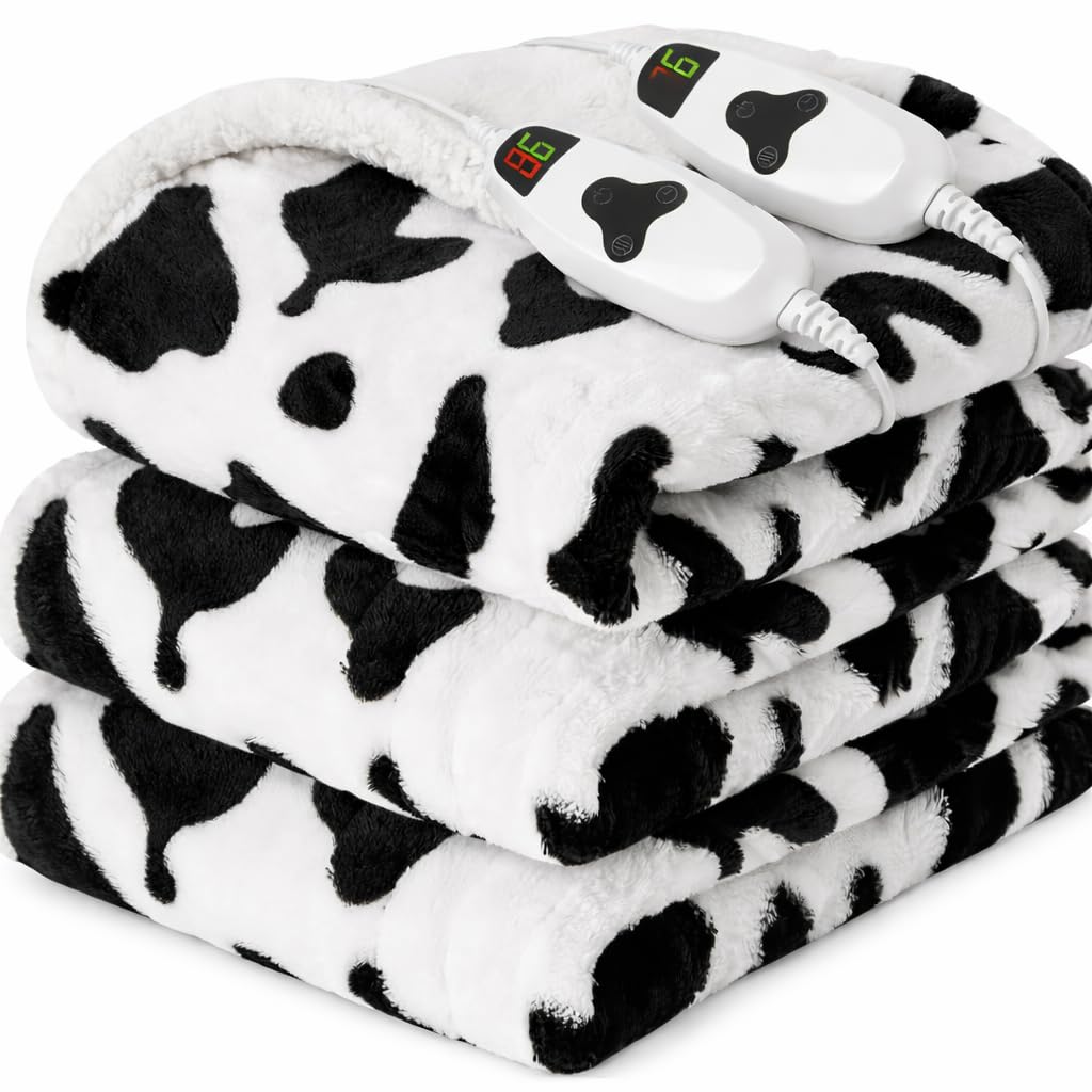 RUJIPO Cow Print Queen Heated Blanket