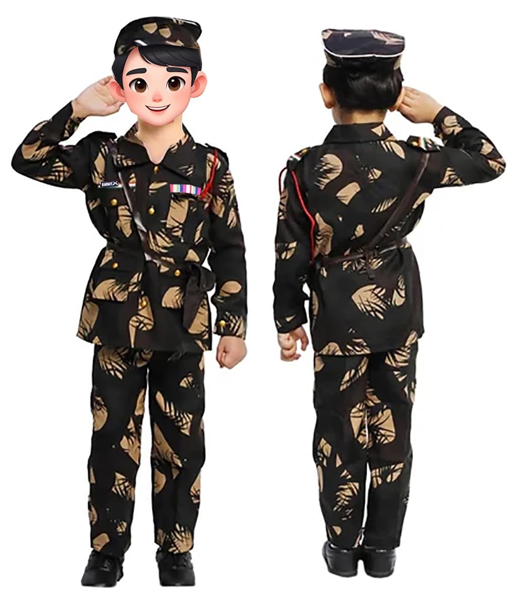 YUPPIN Polyester Kids Military Costume For Boys & Girls, Army Soldier Uniform, Large Size, Cosplay Dress Up (4-5 Years) (B0CZXF3BLS) Amazon Price History, Amazon Price Tracker