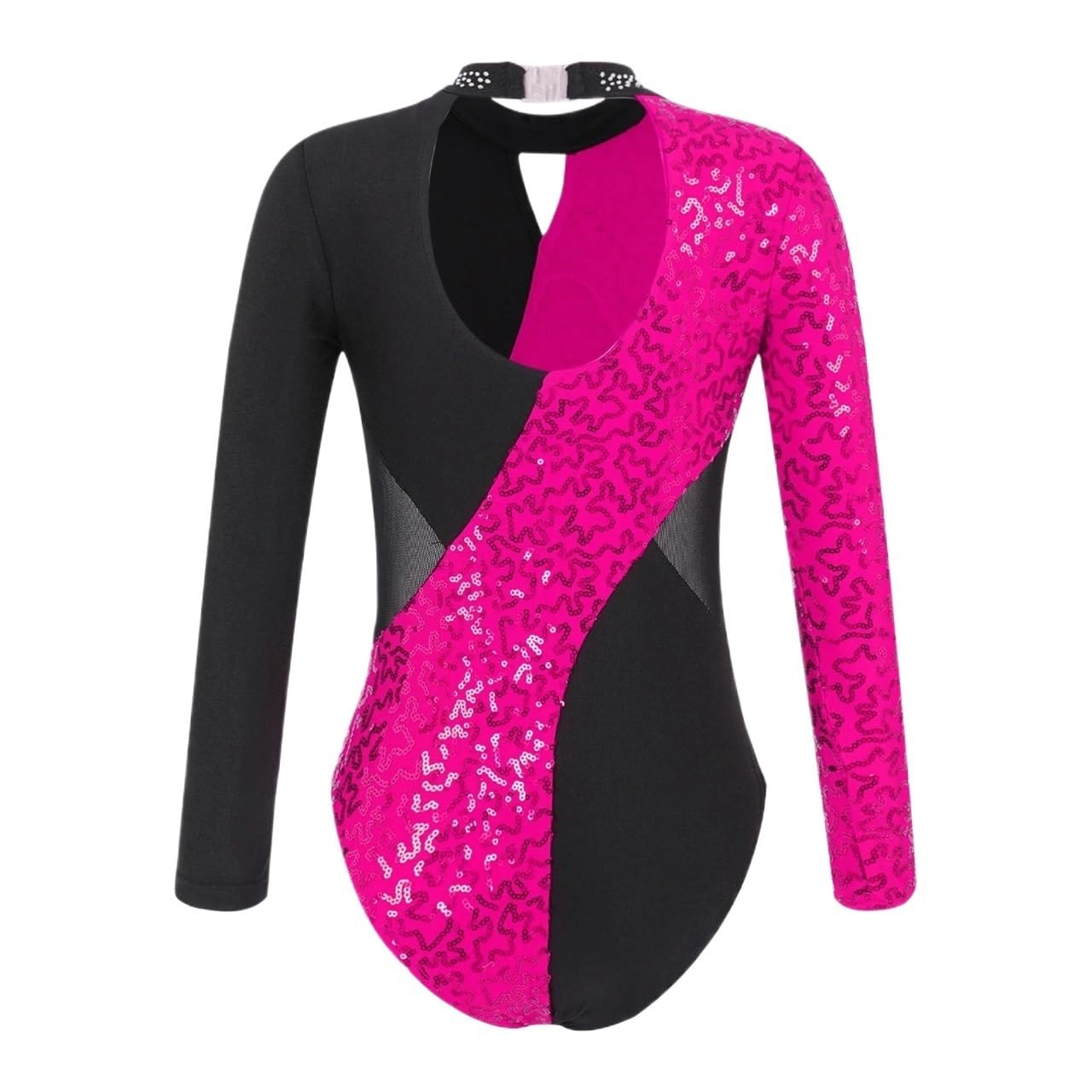 Body Danza Bambina Body da Ginnastica for Ragazze, Manica Lunga, Scava Fuori, Body da Danza Classica, Competizione, Pattinaggio su Ghiaccio Ginnastica Artistica(A-Yellow,12)