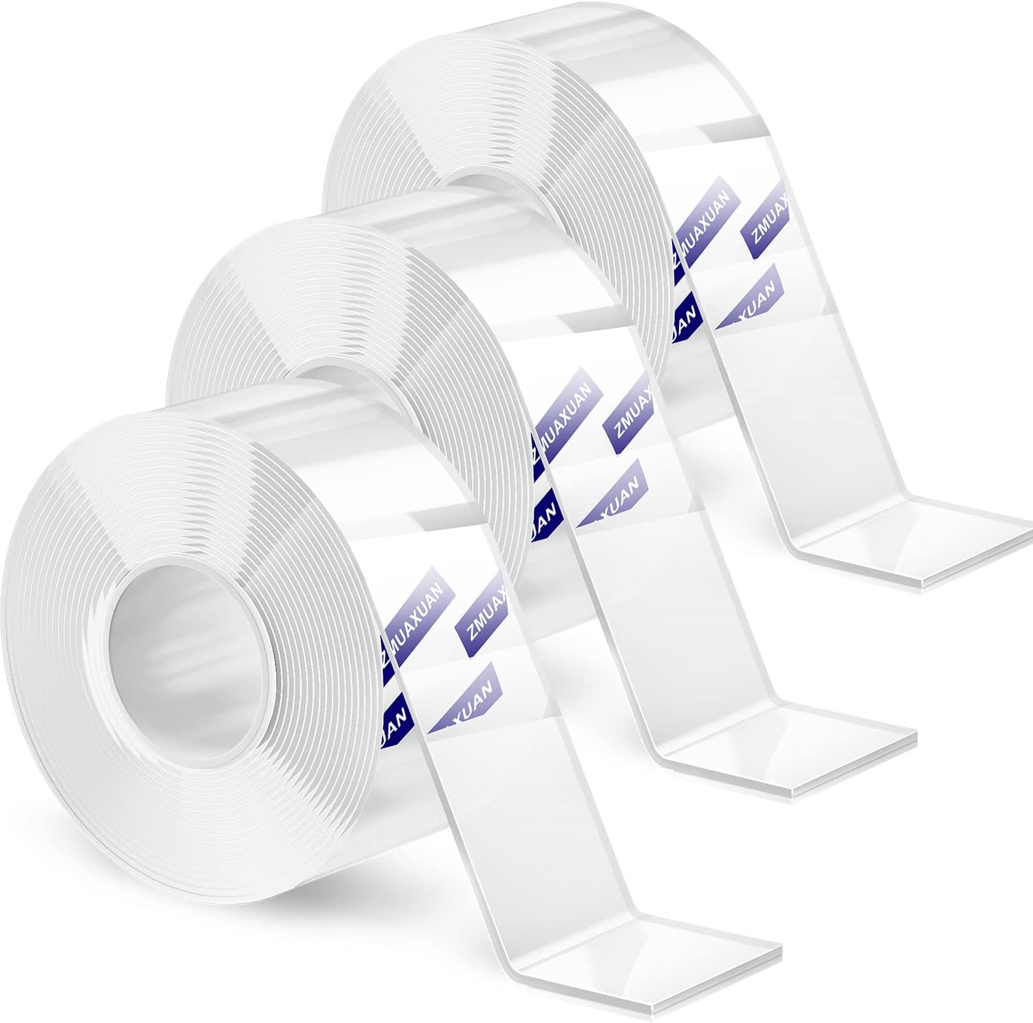 Clear Double Sided Adhesive Mounting Tape Heavy Duty Removable,Strong Picture Hanging Strips Wall Hangers,Sticky Tack Gel Putty Glue for Poster,Photo,Mirror,Carpet(9.85 Ft-3 Pack)