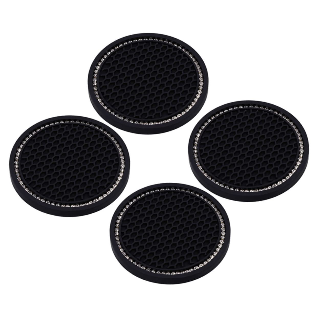 Zerodeko Bling Cup Holder Coasters for Car 4pcs Set Car Accessories for Women Coasters Non-Slip Silicone