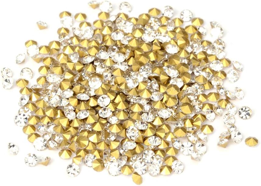 Fashewelry 6mm Glass Pointed Back Rhinestone 288Pcs Mini Crystal Diamante Gems Gold Plated Faceted Diamond Loose Stone for Nail Art Craft Replacing Jewelry image 5