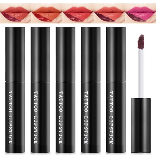 Juego de tinte de labios de 5 colores, color mágico, mate, larga duración, impermeable y antiadherente, lápiz labial líquido, maquillaje tintado