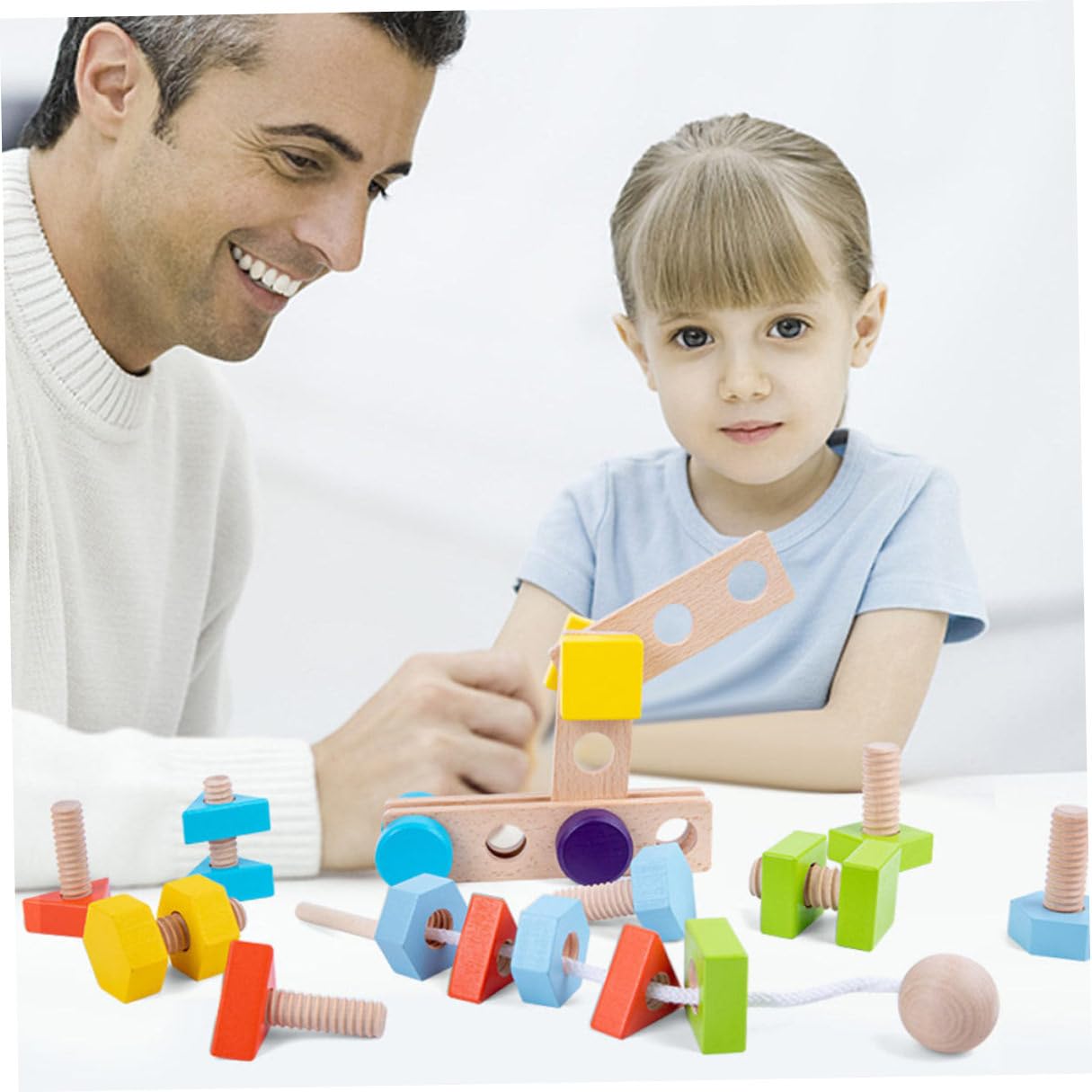Giocattoli per L’installazione di Dadi e Viti in Legno Colorato, Gioco Educativo Precoce per Ragazzo Ragazza, Set Leggero e Compatto per Sviluppo Cognitivo e Manualità, per Feste