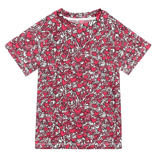 Bathing Suit Kids Short Sleeve Big Girls Swimsuit 4T Valentines Day Heart Love