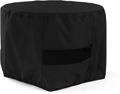 Covermates Classic Round Outdoor Fire Pit Cover โ All-Weather, Water-Resistant Heavy-Duty Viny with Mesh Vent, Elastic Hem for Patio Furniture Protection (Black, 24" Diameter x 18" H)