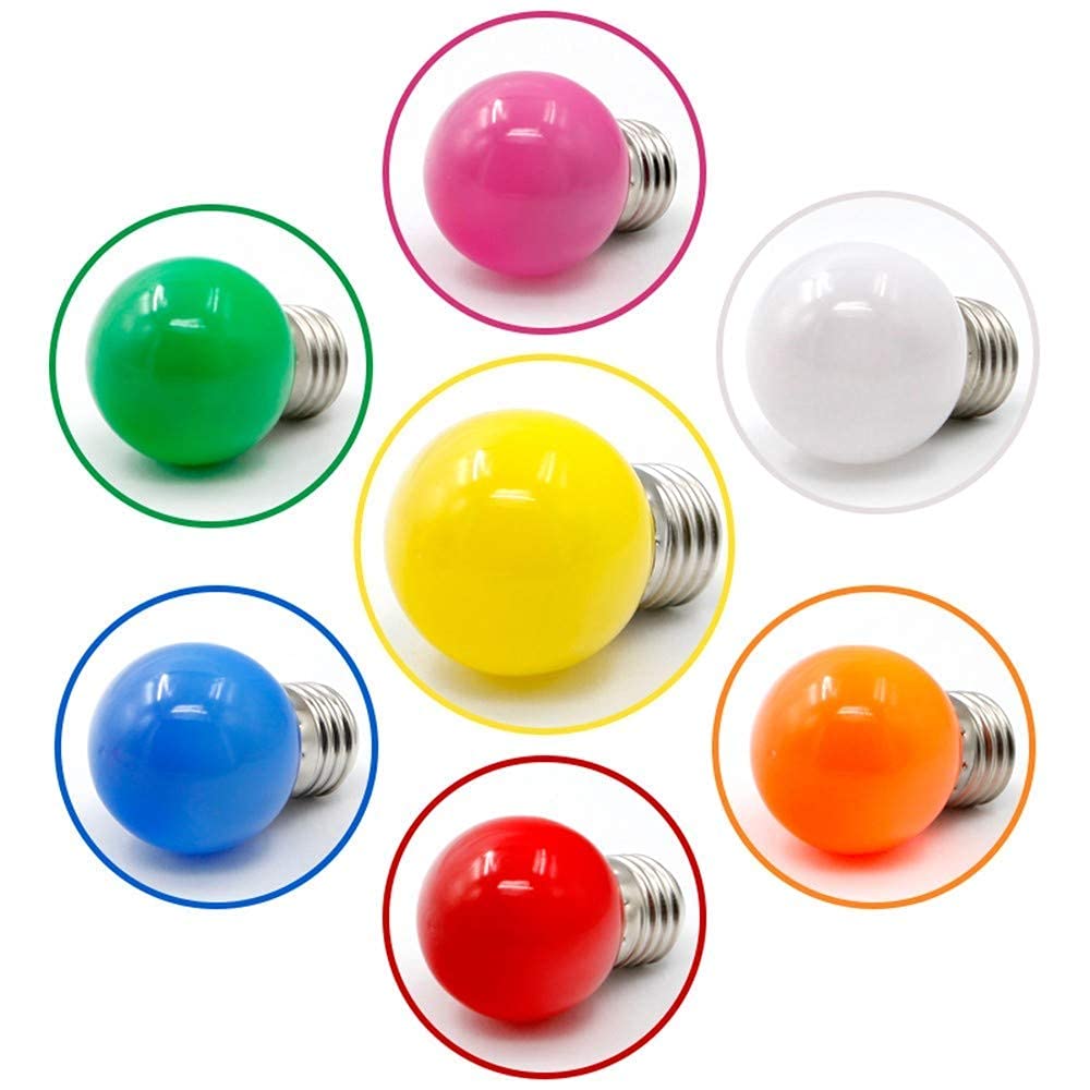 V-TOO 40 Pack ColouredLight Bulb E27 Screw Cap 3W LED Light Bulbs Mood Ambiance Lighting for Home Decoration Party Patio Christmas Effect Lights Multi Colour Red Yellow Blue Green Orange - Image 3