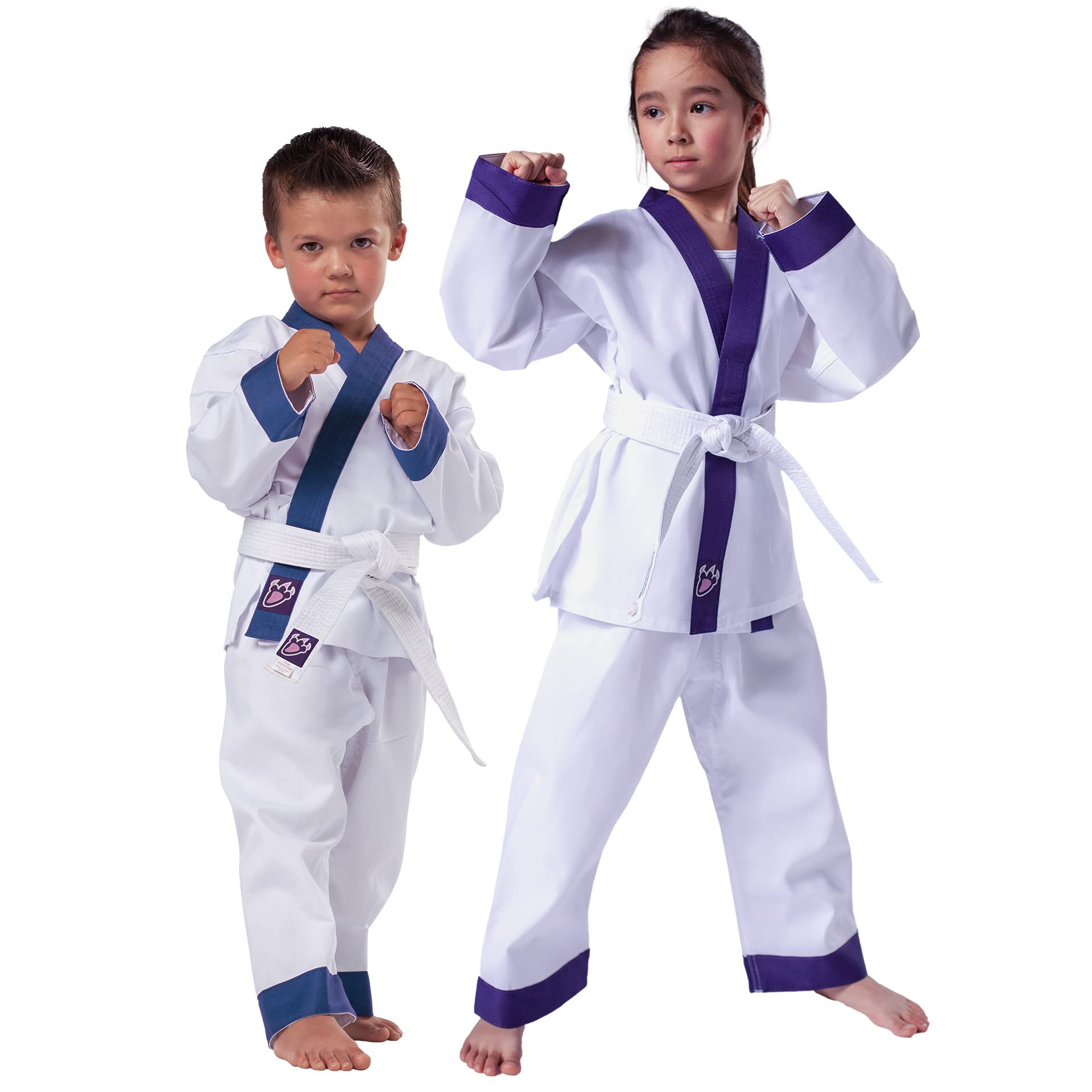 Kwon DanRho Anzug Drachenkralle für Karate oder Taekwondo weiß mit lila Revers