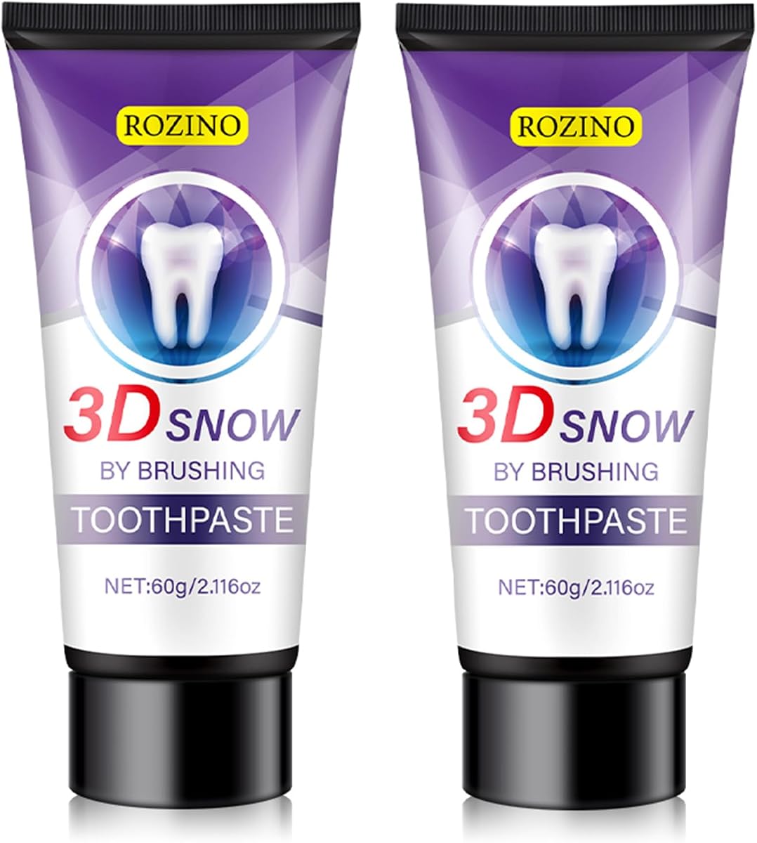 3D Snow Toothpaste,2Pack Stain Removing Teeth Whitener for Sensitive Teeth, Minty Fresh Breath, Whitens Teeth & Freshens Mouth (2.116FLOZ)