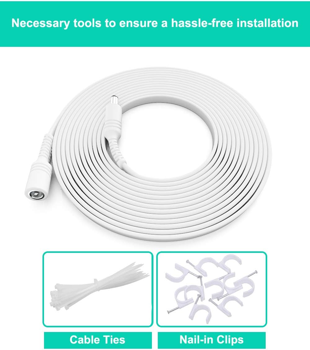 Itramax 10ft 12V DC Extension Cable (2-Pack),DC 2.1mm x 5.5mm 5521 Power Supply Adapter Flat Extender Cord,Female to Male Wire for CCTV Security Camera,IP Network Camera,DVRs and More Devices