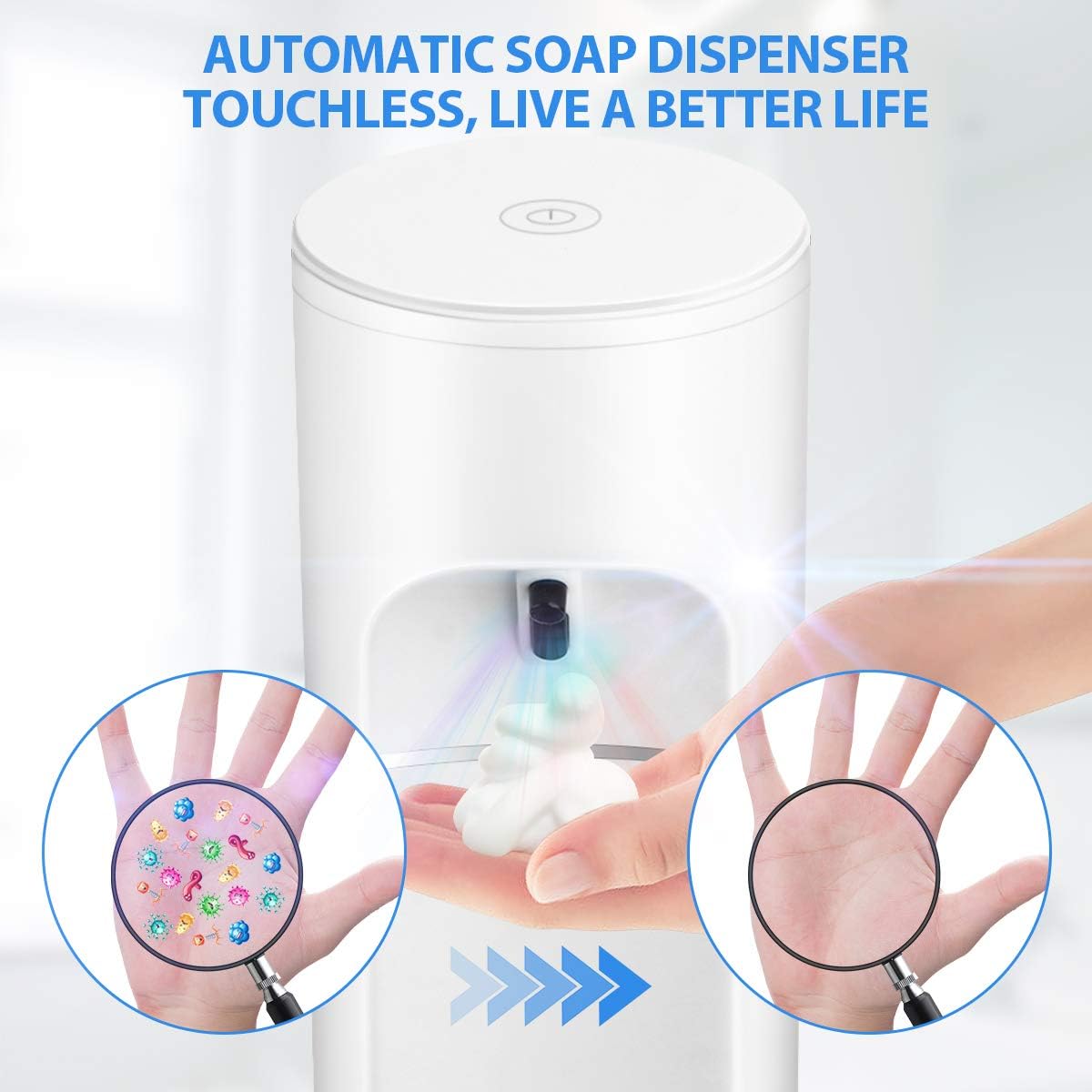 Automatic Soap Dispenser Touchless, Baban USB Automatic Simple Soap Dispenser Rechargeable, Foam Soap Dispenser with Infrared Sensor for Hand Sanitizer, Bathroom & Kitchen, 250ml/8.45oz