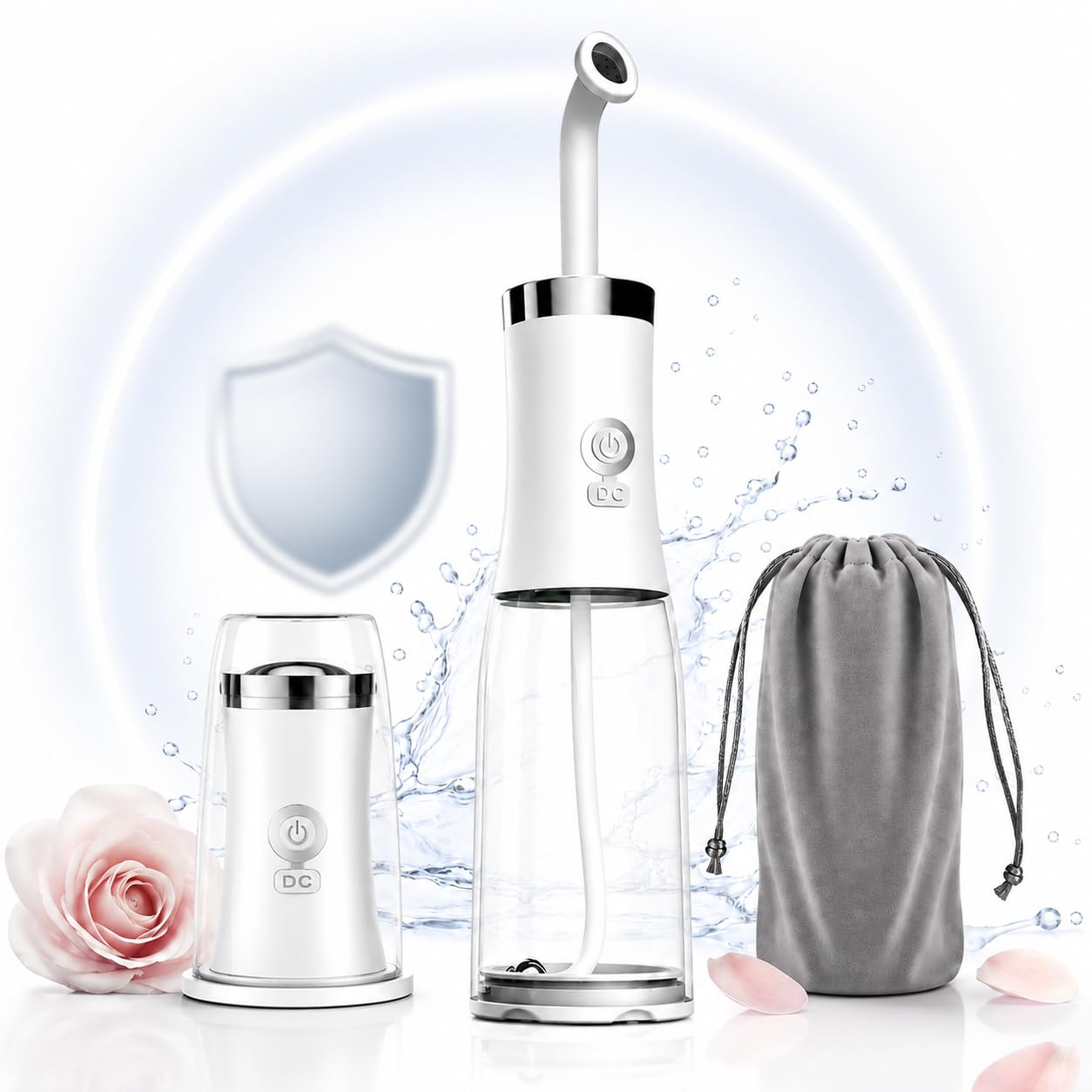 Bidet elettrico portatile, ricaricabile, da viaggio, 4 opzioni di pressione, con borsa da viaggio per la pulizia personale, essenziale per la cura post-parto, perineale, emorroide