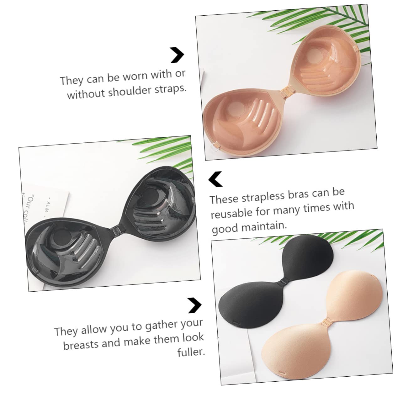 GALPADA Pegatinas de sujetador adhesivo sujetador de vestido sin espalda push up bra sujetadores sin tirantes sujetador de sujetador de gel de sílice