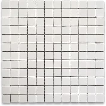 Stone Center Online Thassos White Marble 1x1 Square Mosaic Tile Honed Kitchen Bath Wall Floor Backsplash Shower 1 Sheet