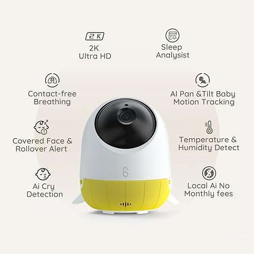 Miniatura 3 de Simshine Monitor de bebé, Alerta de cara cubierta, Captura automática de fotos, Canción de cuna calmante automática de llanto, conversación