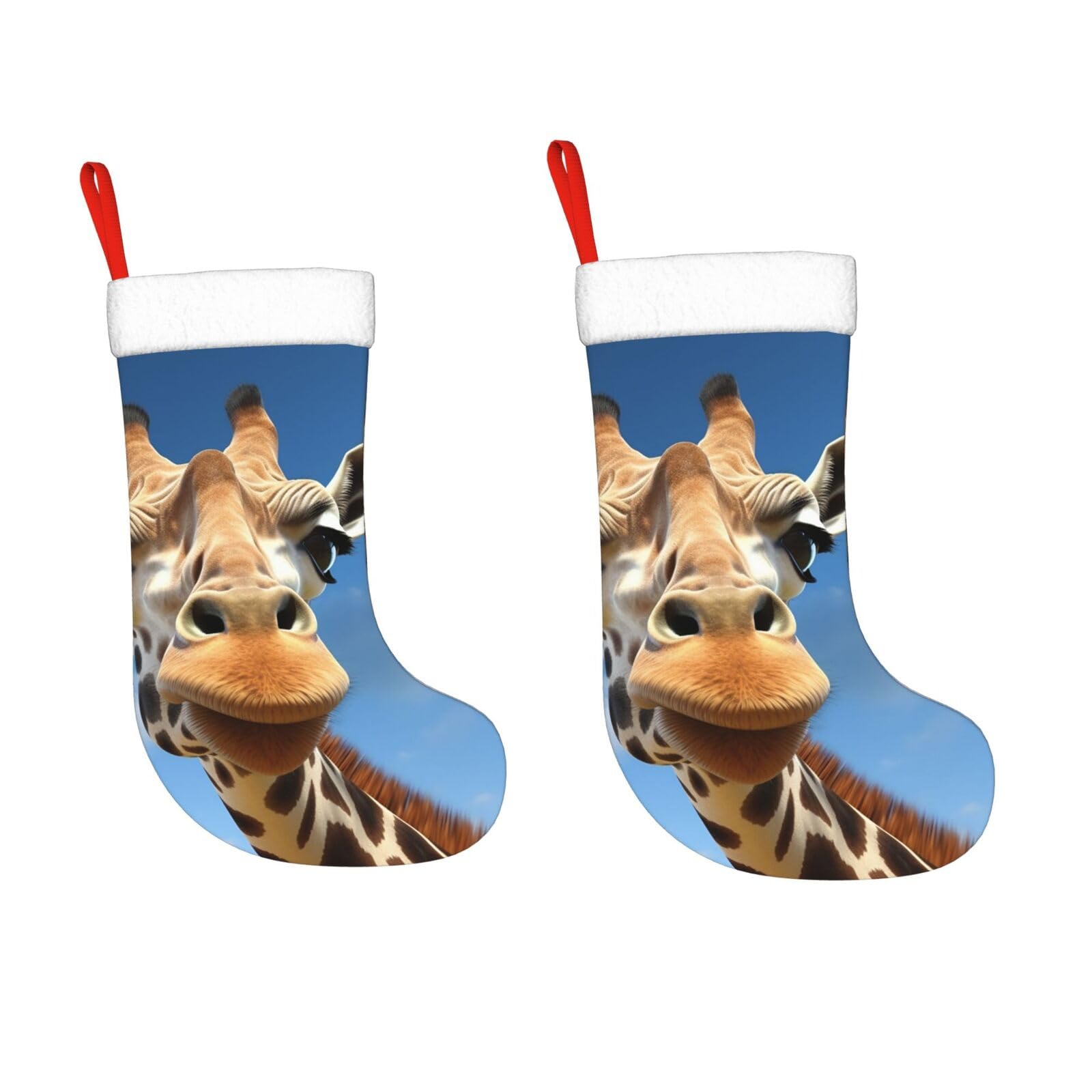 KLOPH 2 Pack 18 Inches Christmas Stockings Personalized Funny Giraffe Xmas Stocking Hanging Decoration Fireplace Stocking for Holiday Xmas Tree Christmas Fireplace Decor Gifts