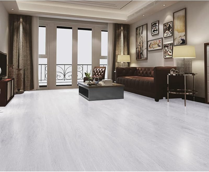 INMOZATA Öntapadós PVC Padlóburkolat - Világosszürke Fahatású Vinyl Padló, Vízálló, Csúszásmentes, 5 m², 36 db Lap, 2 mm Vastag
