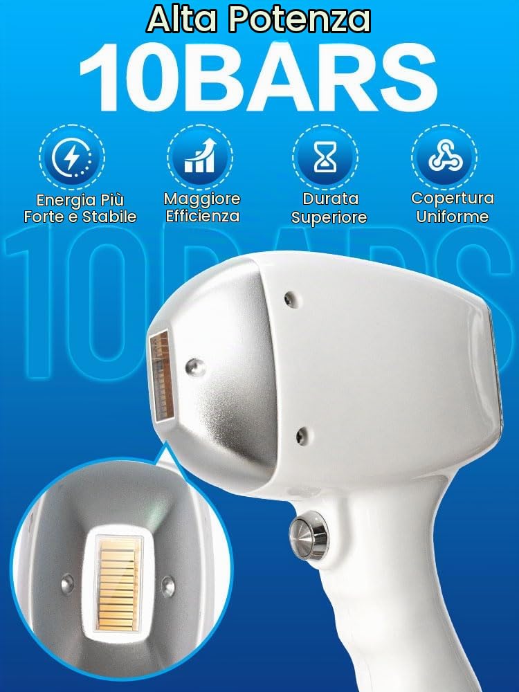10 Bars!Dispositivo di Depilazione Laser a Diodo 808nm, 3 Lunghezze d'Onda 755+808+1064nm, Raffreddamento Congelante, Schermo Touch HD, per Uso Professionale in Centri Estetici