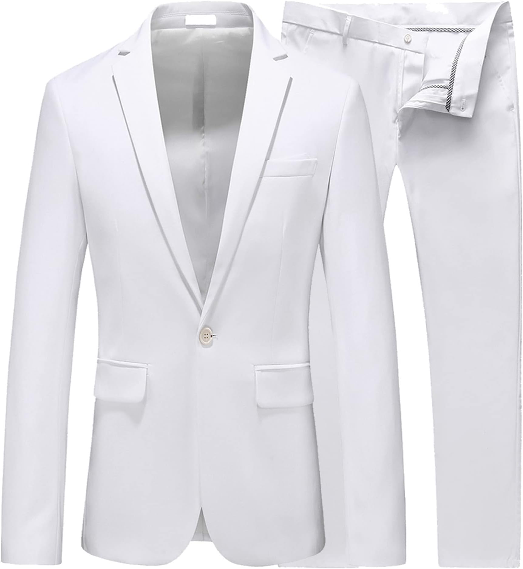 UNINUKOOMens Suit Slim Fit 1 Button 2 Piece Wedding Party Holiday Solid Color Tux Suits for Men