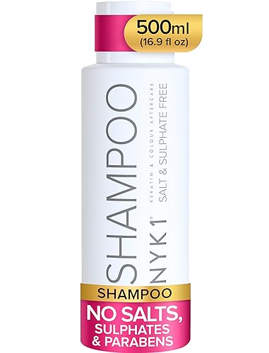 Champú sin sulfato de sal para cabello teñido (17 onzas líquidas16.9 fl oz), el mejor cuidado posterior para extensiones (unisex), kit de queratina