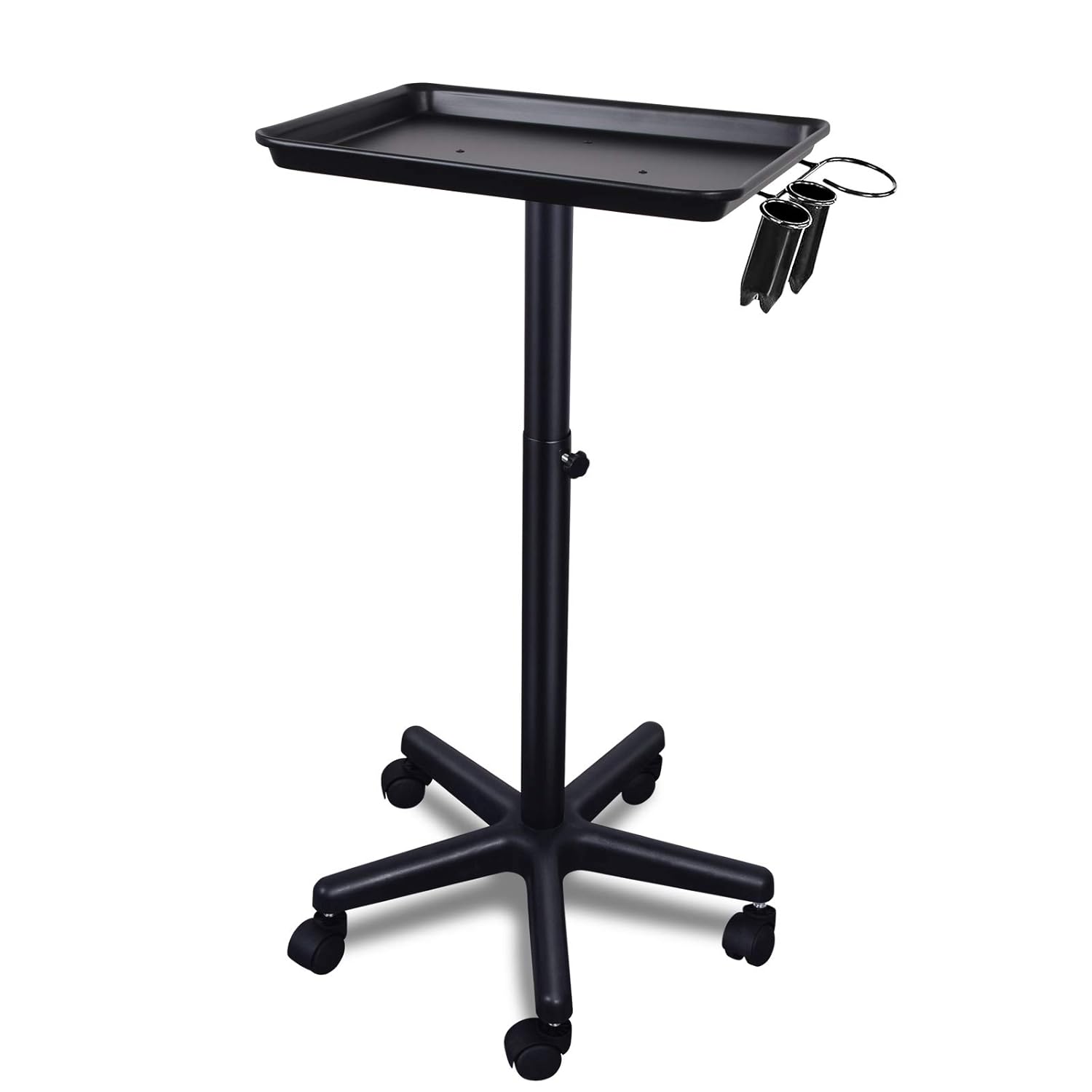Salon Tray with Tools holders, Height Adjustable Salon Service Tray Easy to assemble, 5-Stars Swivel Casters Hair Color Service Tray, Salon Rolling Tray on Wheels : Beauty & Personal Care