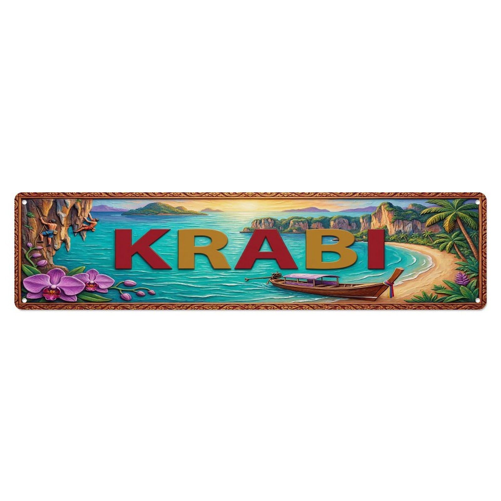 Gead 4X16inch Style Vintage Krabi Thailand Flag Pattern Metal Tin Sign
