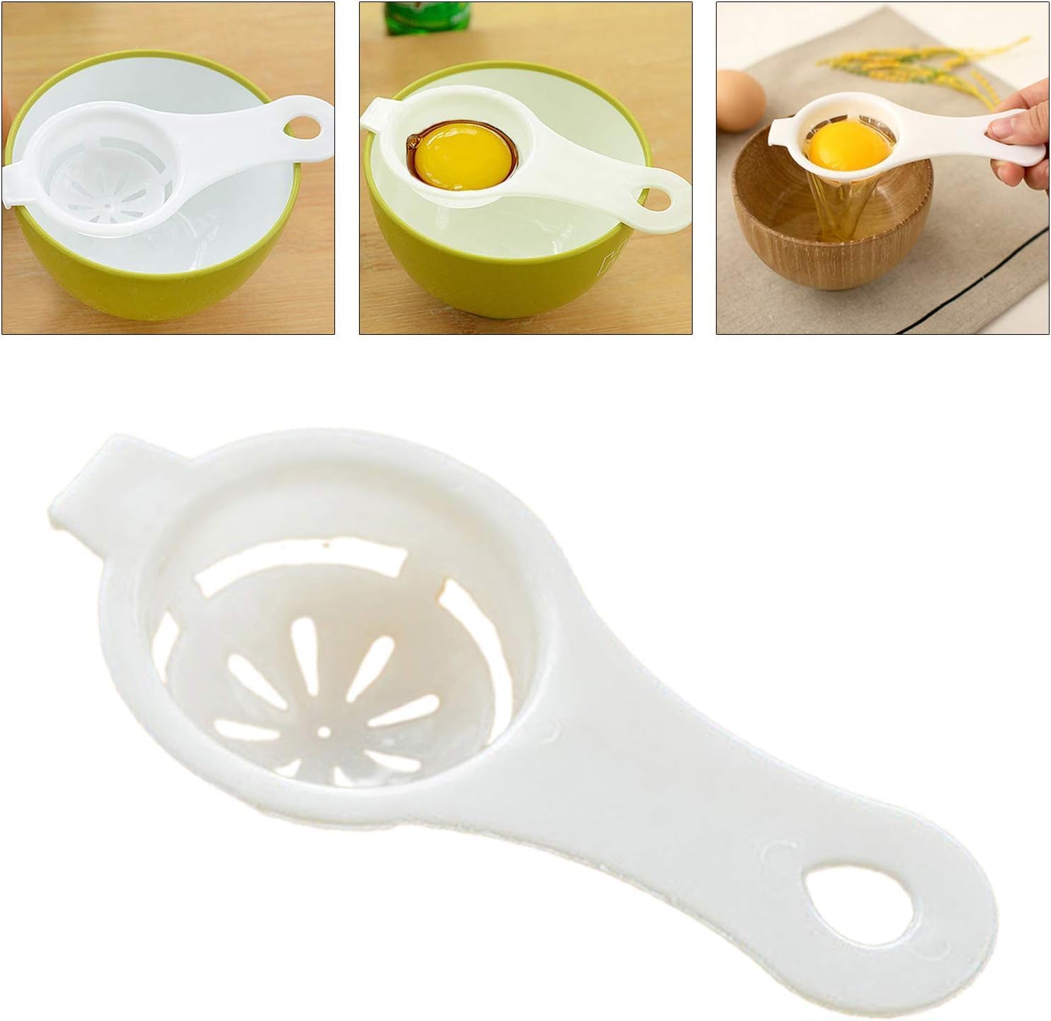 PARENCE. Egg Yolk Separator - Separates Protein and Yolks Easy - Anti Peel - Kitchen and Baking Accessories - White 12.5 x 6 cm