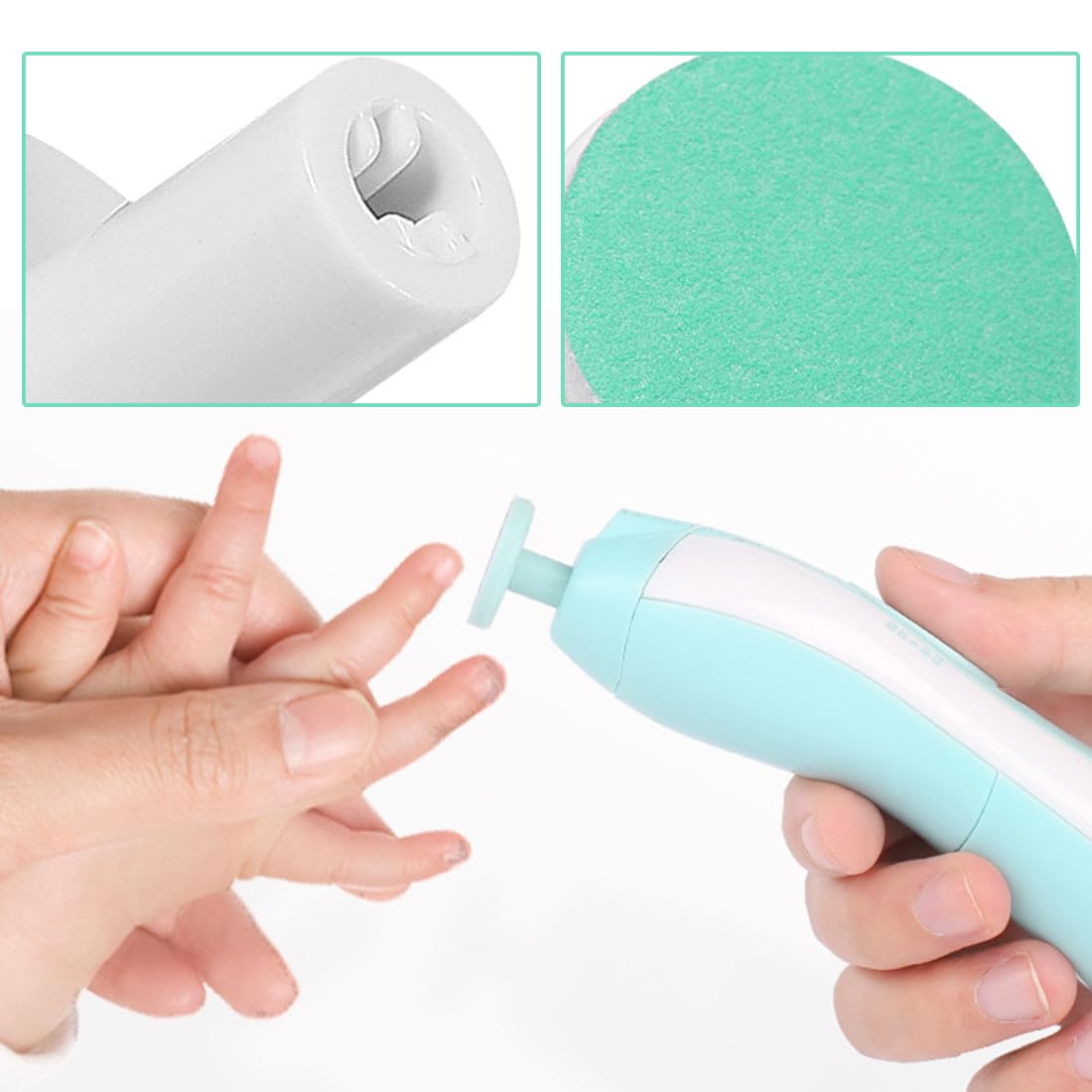 WUSJCOF 12 Pièces Pads de Remplacement pour Lime à Ongles Électrique, Lames de Coupe-Ongles Givrées, Compatible avec les Limes à Ongles Électriques Standard à partir de 12 Mois (vert)