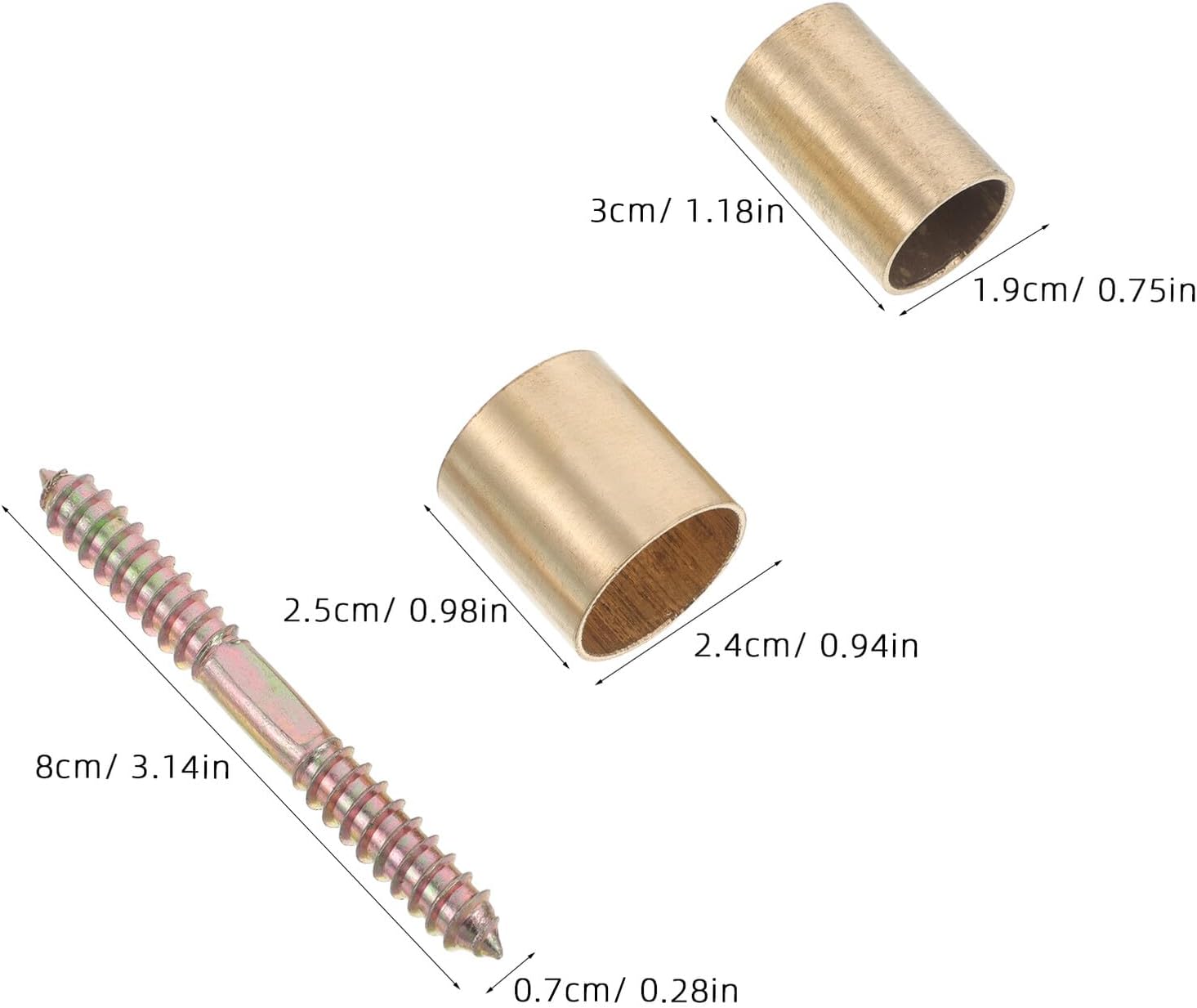 Copper Elderly Cane Connector Joint Set with Anti-Slip Walking Stick Tips, DIY Crutch Hardware Accessories for Enhanced Stability and Grip, Mobility Aid Parts for Seniors