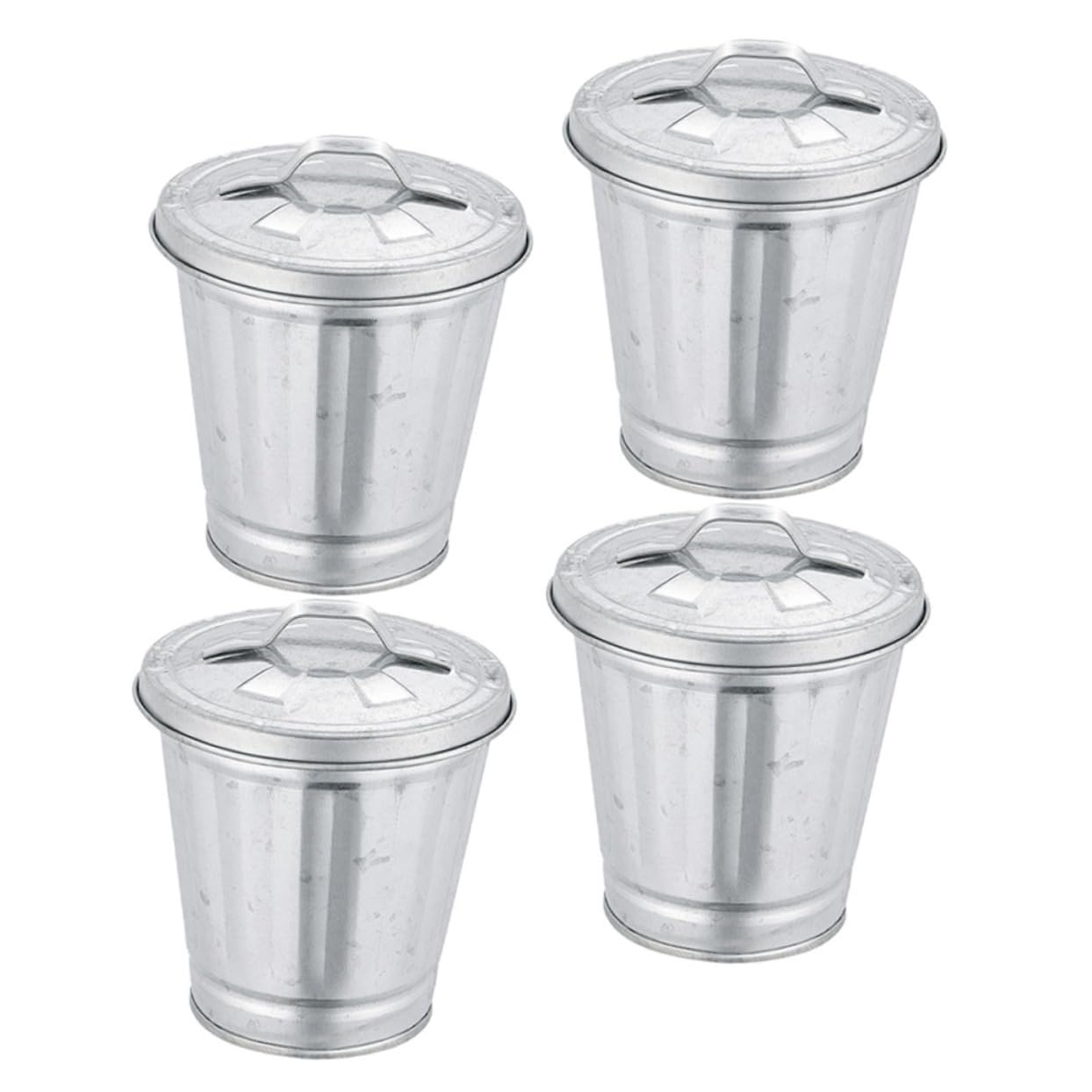 4pcs Mini Desktop Trash Can Iron Countertop Waste Basket with Opening for Office Dorm Makeup Table Storage Compact Tiny Rubbish Bin for Home Organization